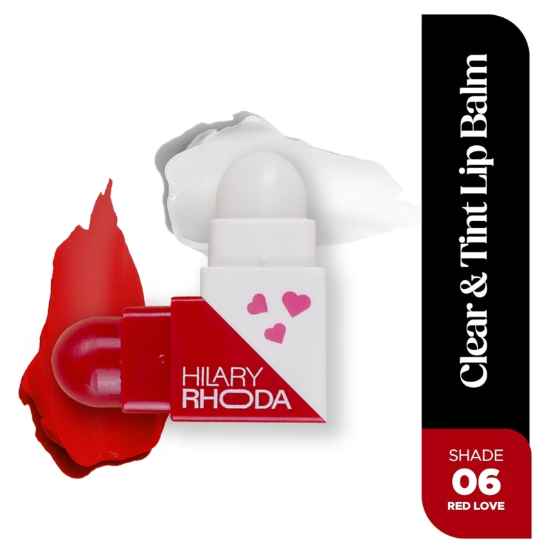 Hilary Rhoda Clear & Tint Lip Balm | Infused with Aloe Vera & Shea Butter | Hydrates & Nourishes Lips | 2 Sided Lip Balm | Glides on lips Smoothly -2.27g*2 (Red Love - Shade 06) thumbnail 2